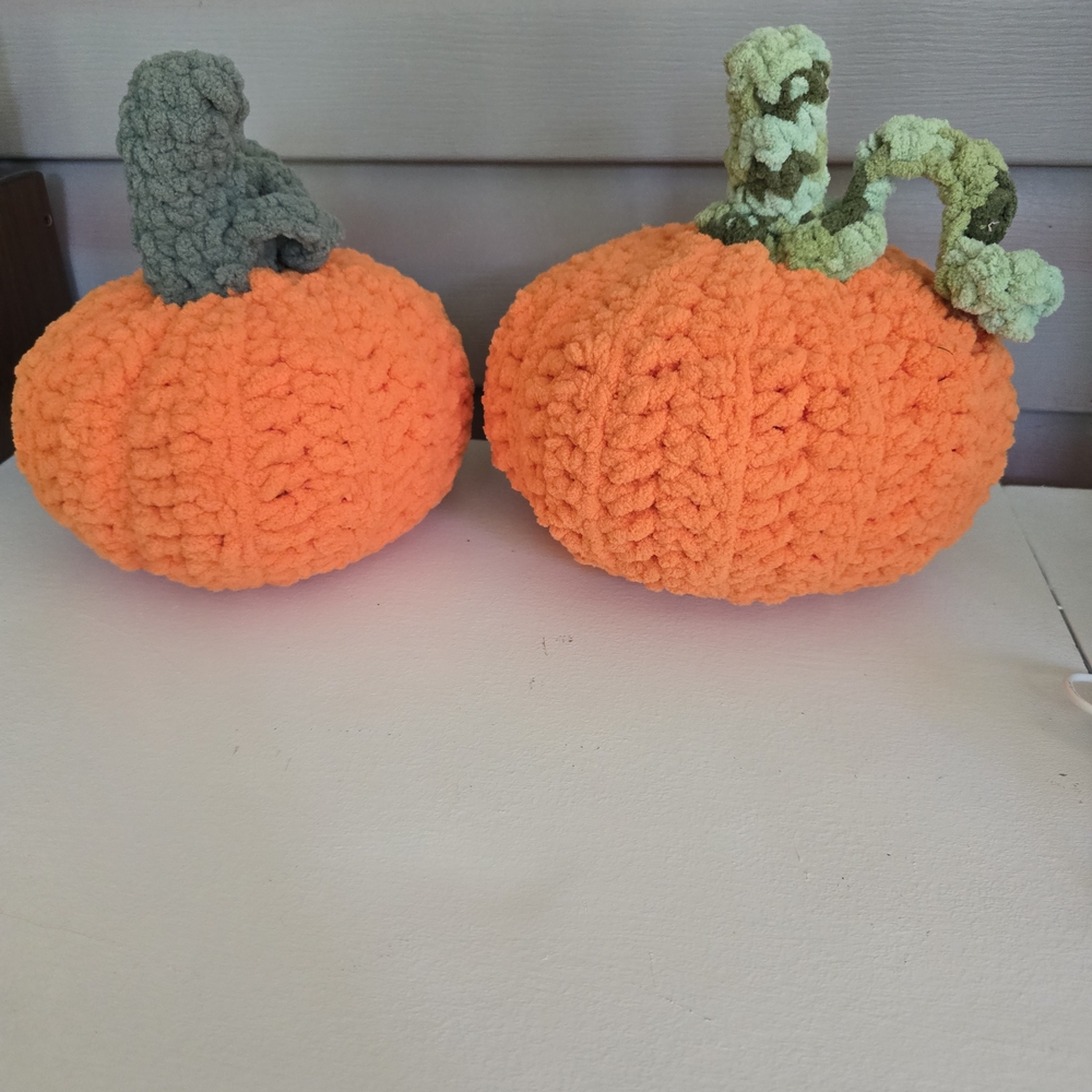Handcrafted Orange Knit Pumpkins